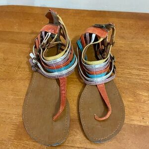 Candies Multi-color Flip Flops Strappy Sandals Size 8